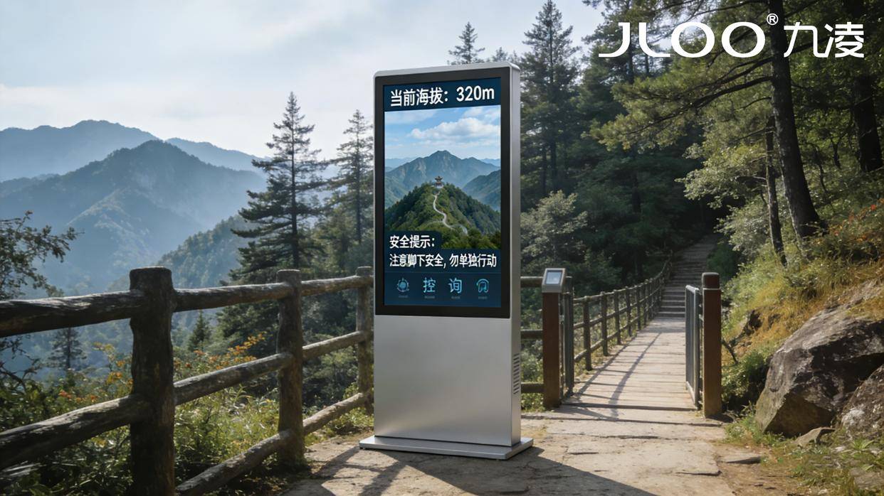 九凌JLOO 43寸登山步道智慧一体机：室外高亮触控屏，海拔天气空气信息全提示，户外安全数字导航